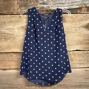 NWT Banana Republic polka dot sleeveless top, navy/white, XS